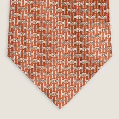 HERMES H柄 オレンジ系 ネクタイ 043277